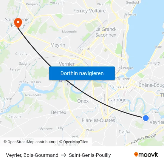 Veyrier, Bois-Gourmand to Saint-Genis-Pouilly map