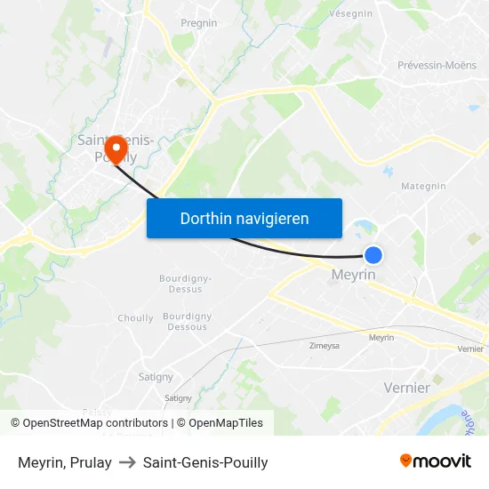 Meyrin, Prulay to Saint-Genis-Pouilly map