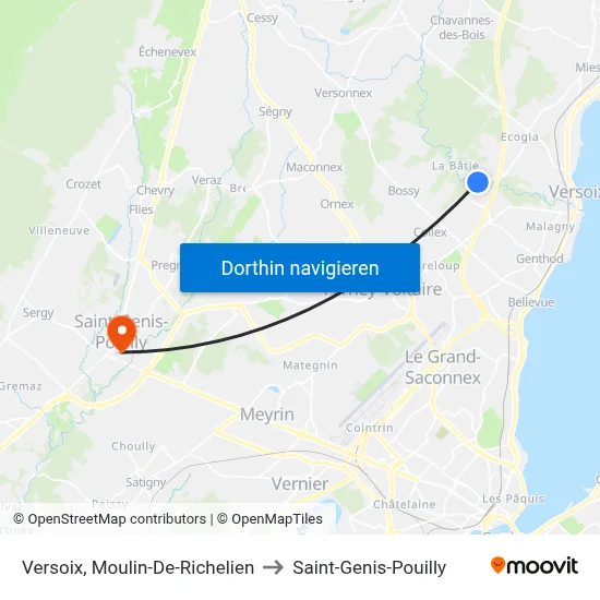 Versoix, Moulin-De-Richelien to Saint-Genis-Pouilly map