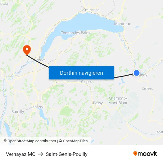 Vernayaz MC to Saint-Genis-Pouilly map