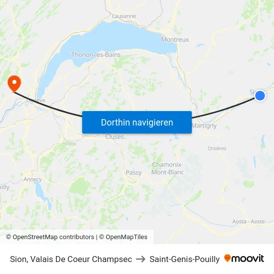 Sion, Valais De Coeur Champsec to Saint-Genis-Pouilly map