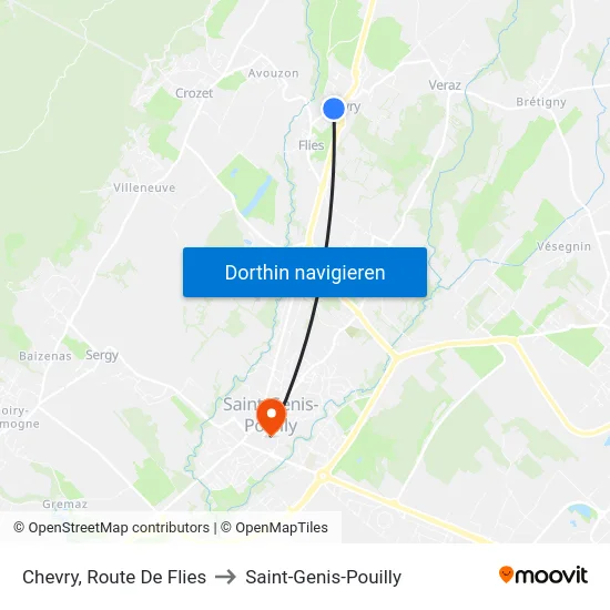 Chevry, Route De Flies to Saint-Genis-Pouilly map
