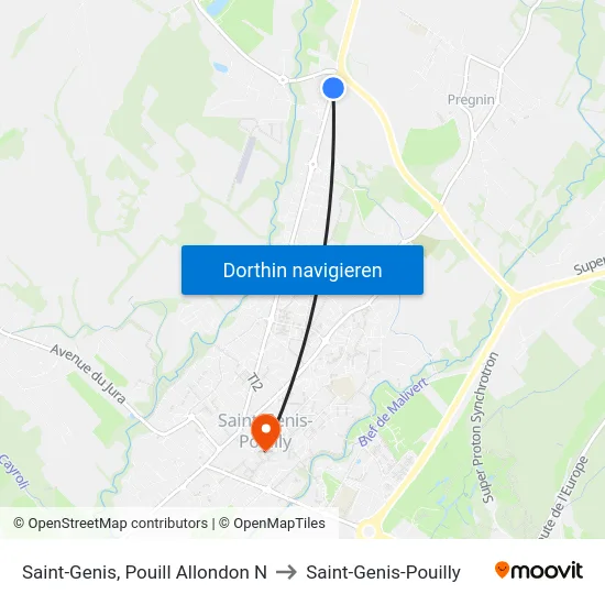 Saint-Genis, Pouill Allondon N to Saint-Genis-Pouilly map
