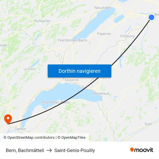 Bern, Bachmätteli to Saint-Genis-Pouilly map