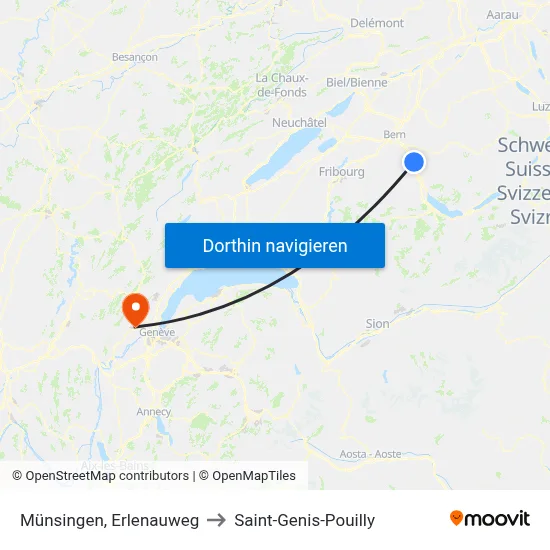 Münsingen, Erlenauweg to Saint-Genis-Pouilly map