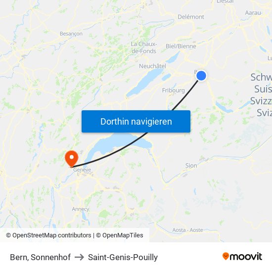 Bern, Sonnenhof to Saint-Genis-Pouilly map