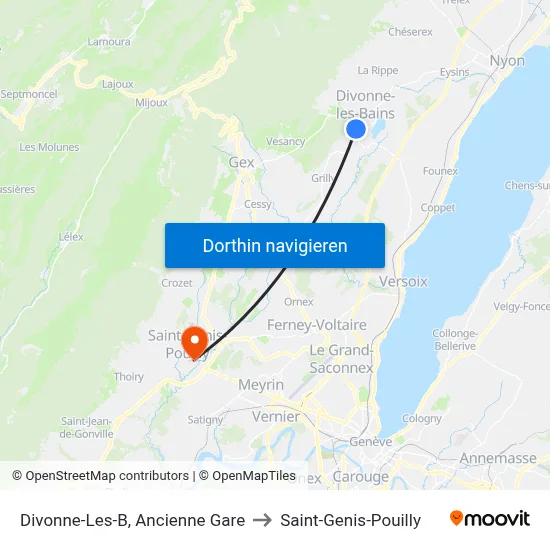 Divonne-Les-B, Ancienne Gare to Saint-Genis-Pouilly map