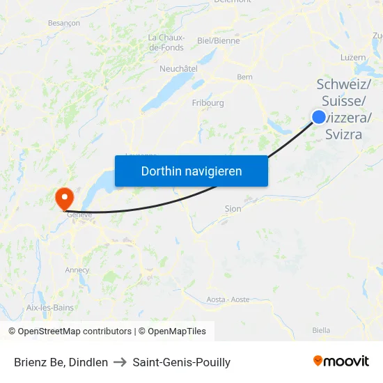 Brienz Be, Dindlen to Saint-Genis-Pouilly map