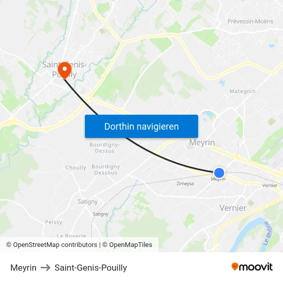 Meyrin to Saint-Genis-Pouilly map