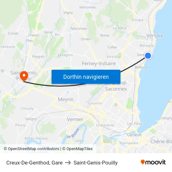 Creux-De-Genthod, Gare to Saint-Genis-Pouilly map