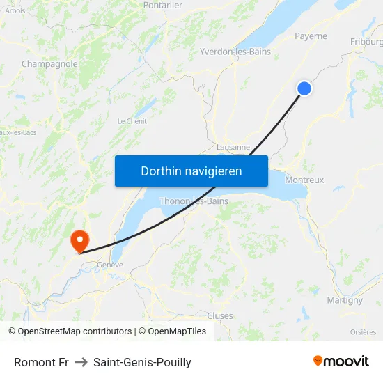 Romont Fr to Saint-Genis-Pouilly map