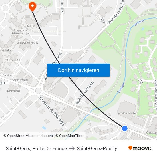 Saint-Genis, Porte De France to Saint-Genis-Pouilly map