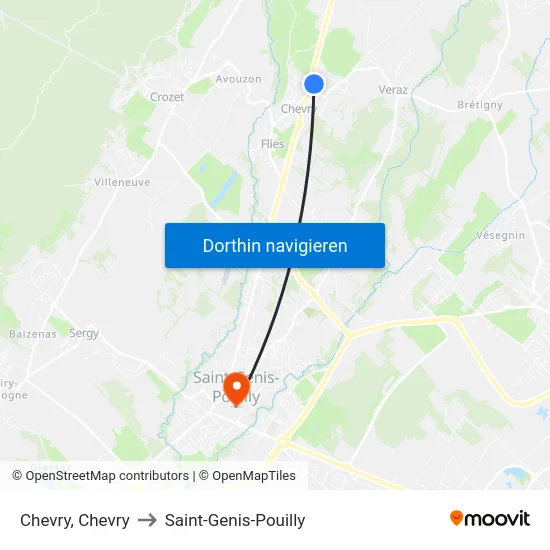 Chevry, Chevry to Saint-Genis-Pouilly map