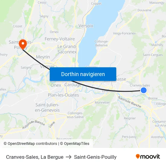 Cranves-Sales, La Bergue to Saint-Genis-Pouilly map