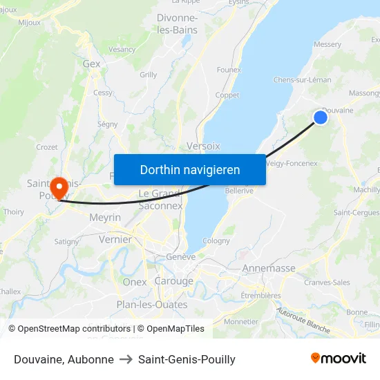 Douvaine, Aubonne to Saint-Genis-Pouilly map