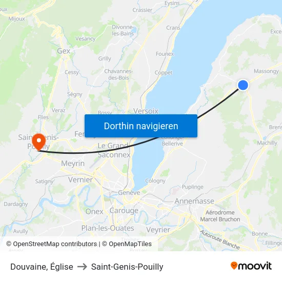 Douvaine, Église to Saint-Genis-Pouilly map