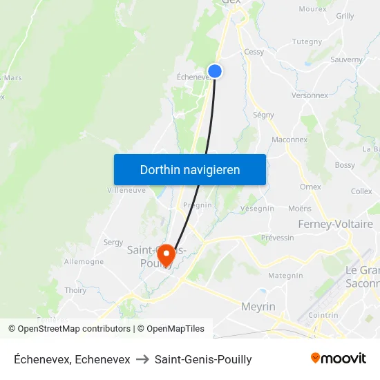 Échenevex, Echenevex to Saint-Genis-Pouilly map
