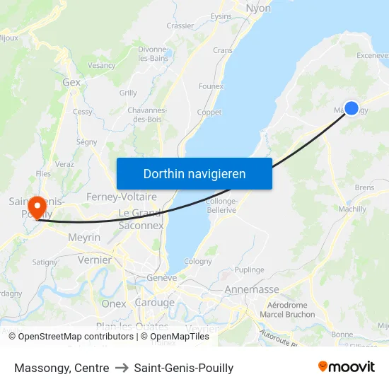 Massongy, Centre to Saint-Genis-Pouilly map