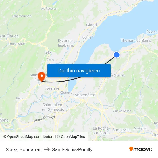 Sciez, Bonnatrait to Saint-Genis-Pouilly map