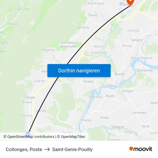 Collonges, Poste to Saint-Genis-Pouilly map