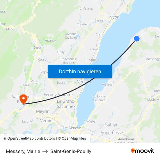Messery, Mairie to Saint-Genis-Pouilly map