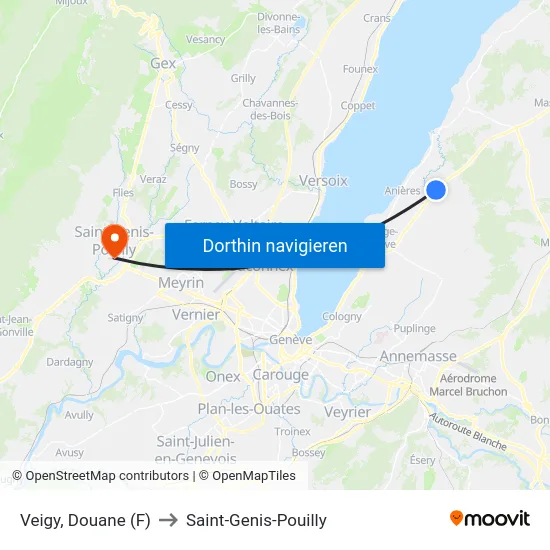 Veigy, Douane (F) to Saint-Genis-Pouilly map