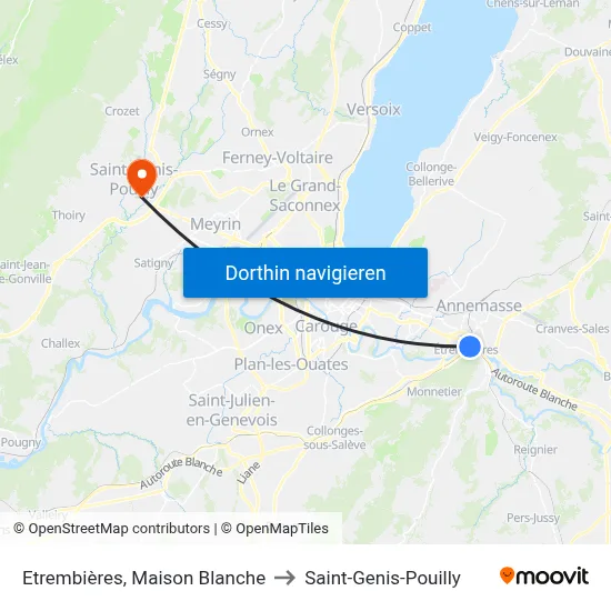 Etrembières, Maison Blanche to Saint-Genis-Pouilly map
