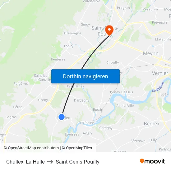 Challex, La Halle to Saint-Genis-Pouilly map
