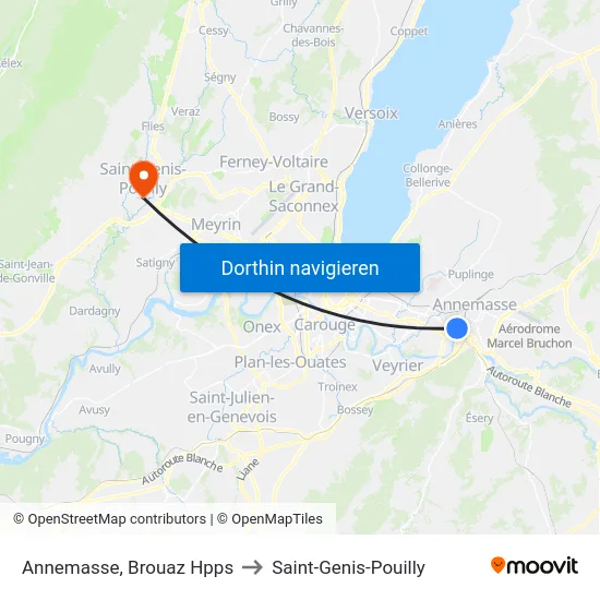 Annemasse, Brouaz Hpps to Saint-Genis-Pouilly map