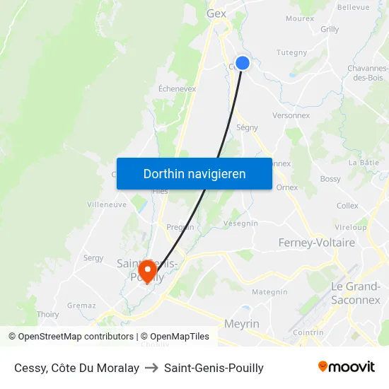 Cessy, Côte Du Moralay to Saint-Genis-Pouilly map