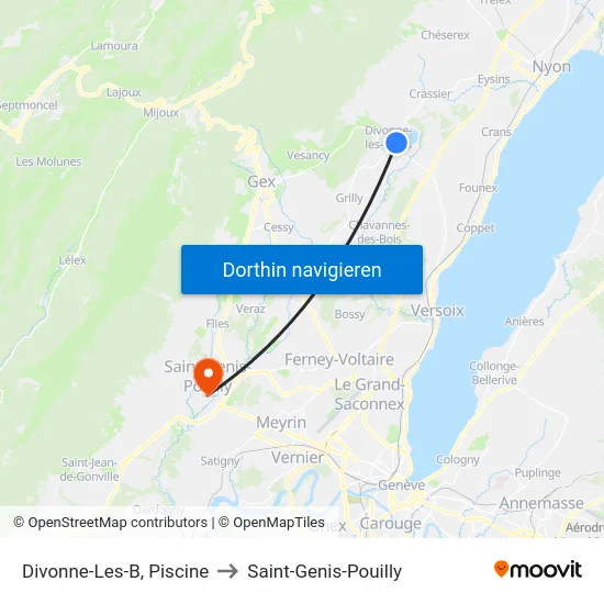 Divonne-Les-B, Piscine to Saint-Genis-Pouilly map
