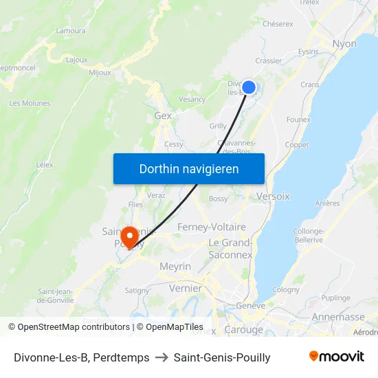 Divonne-Les-B, Perdtemps to Saint-Genis-Pouilly map
