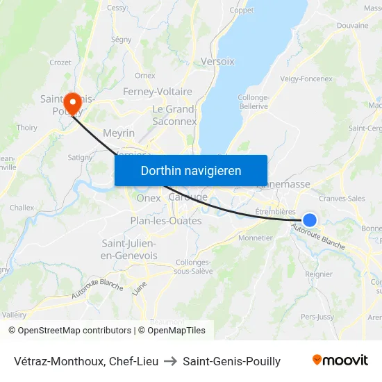 Vétraz-Monthoux, Chef-Lieu to Saint-Genis-Pouilly map