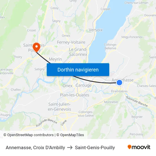 Annemasse, Croix D'Ambilly to Saint-Genis-Pouilly map