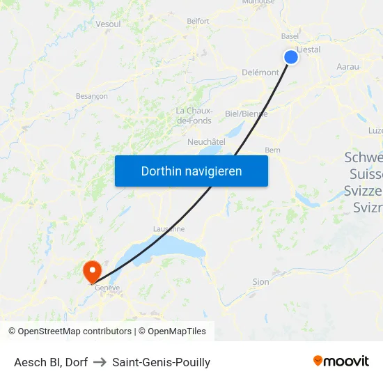 Aesch Bl, Dorf to Saint-Genis-Pouilly map