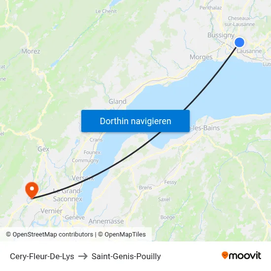 Cery-Fleur-De-Lys to Saint-Genis-Pouilly map