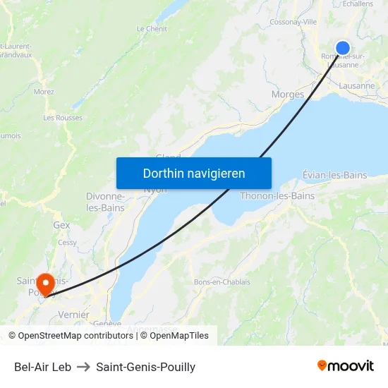 Bel-Air Leb to Saint-Genis-Pouilly map