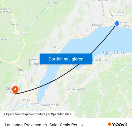 Lausanne, Provence to Saint-Genis-Pouilly map