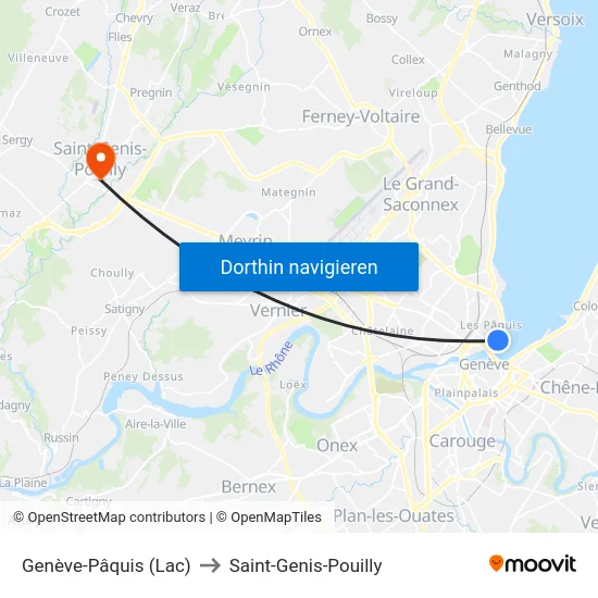 Genève-Pâquis (Lac) to Saint-Genis-Pouilly map