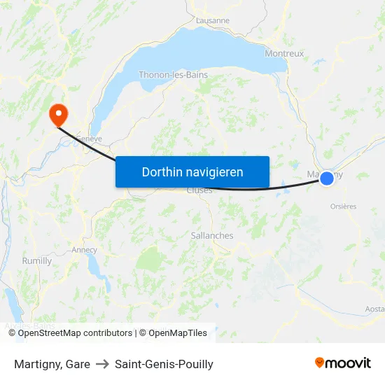 Martigny, Gare to Saint-Genis-Pouilly map