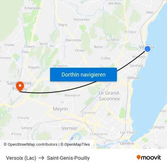 Versoix (Lac) to Saint-Genis-Pouilly map