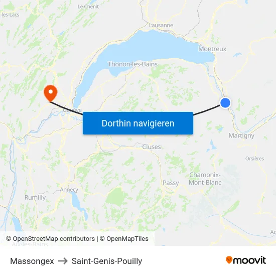 Massongex to Saint-Genis-Pouilly map