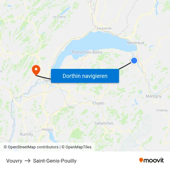 Vouvry to Saint-Genis-Pouilly map