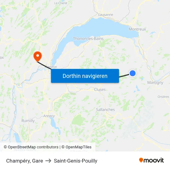 Champéry, Gare to Saint-Genis-Pouilly map