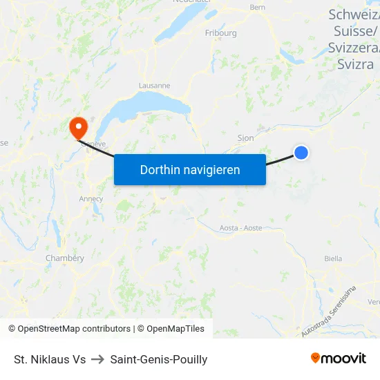 St. Niklaus Vs to Saint-Genis-Pouilly map