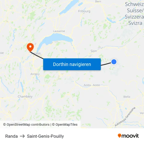 Randa to Saint-Genis-Pouilly map