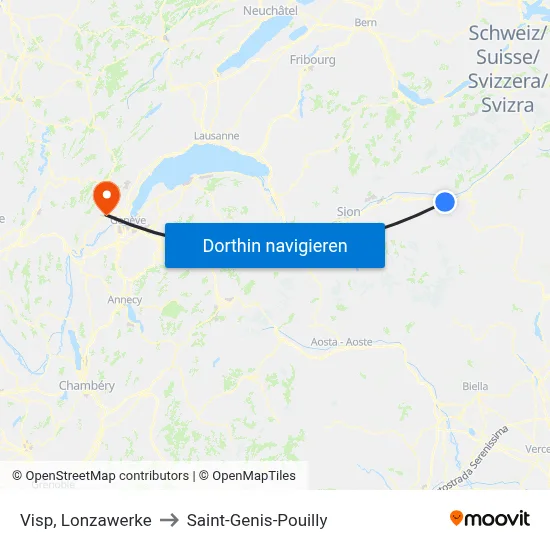 Visp, Lonzawerke to Saint-Genis-Pouilly map