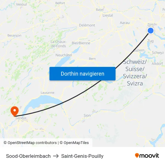 Sood-Oberleimbach to Saint-Genis-Pouilly map