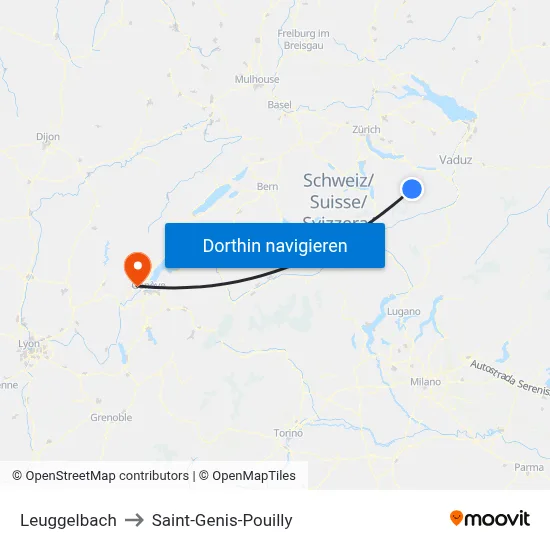 Leuggelbach to Saint-Genis-Pouilly map
