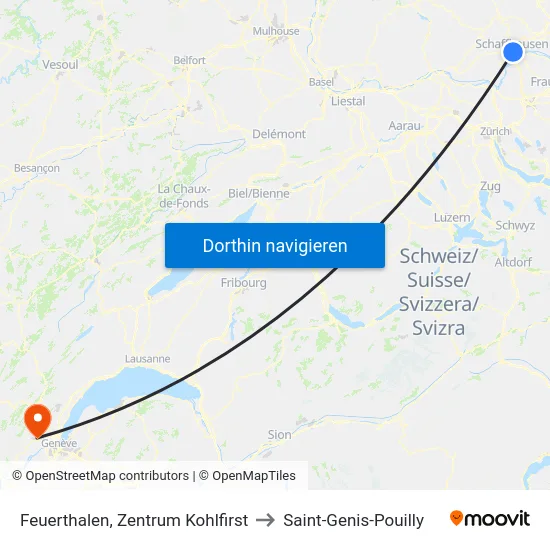 Feuerthalen, Zentrum Kohlfirst to Saint-Genis-Pouilly map